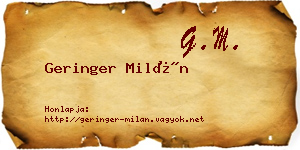 Geringer Milán névjegykártya