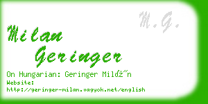 milan geringer business card